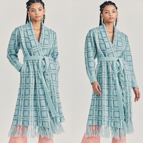 LOVESHACKFANCY Avie Duster in Sky Blue Plaid - Picture 8 of 12